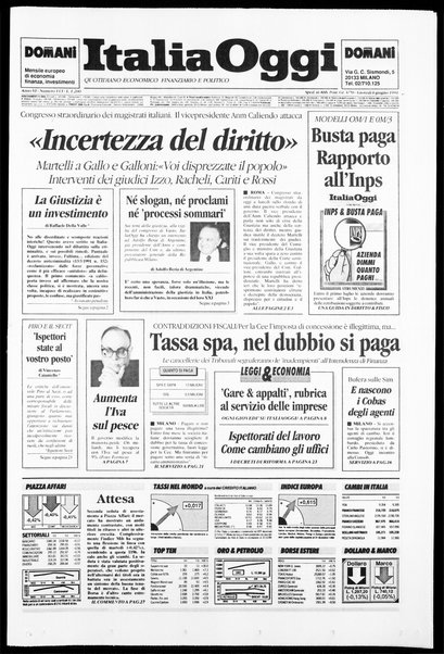 Italia oggi : quotidiano di economia finanza e politica